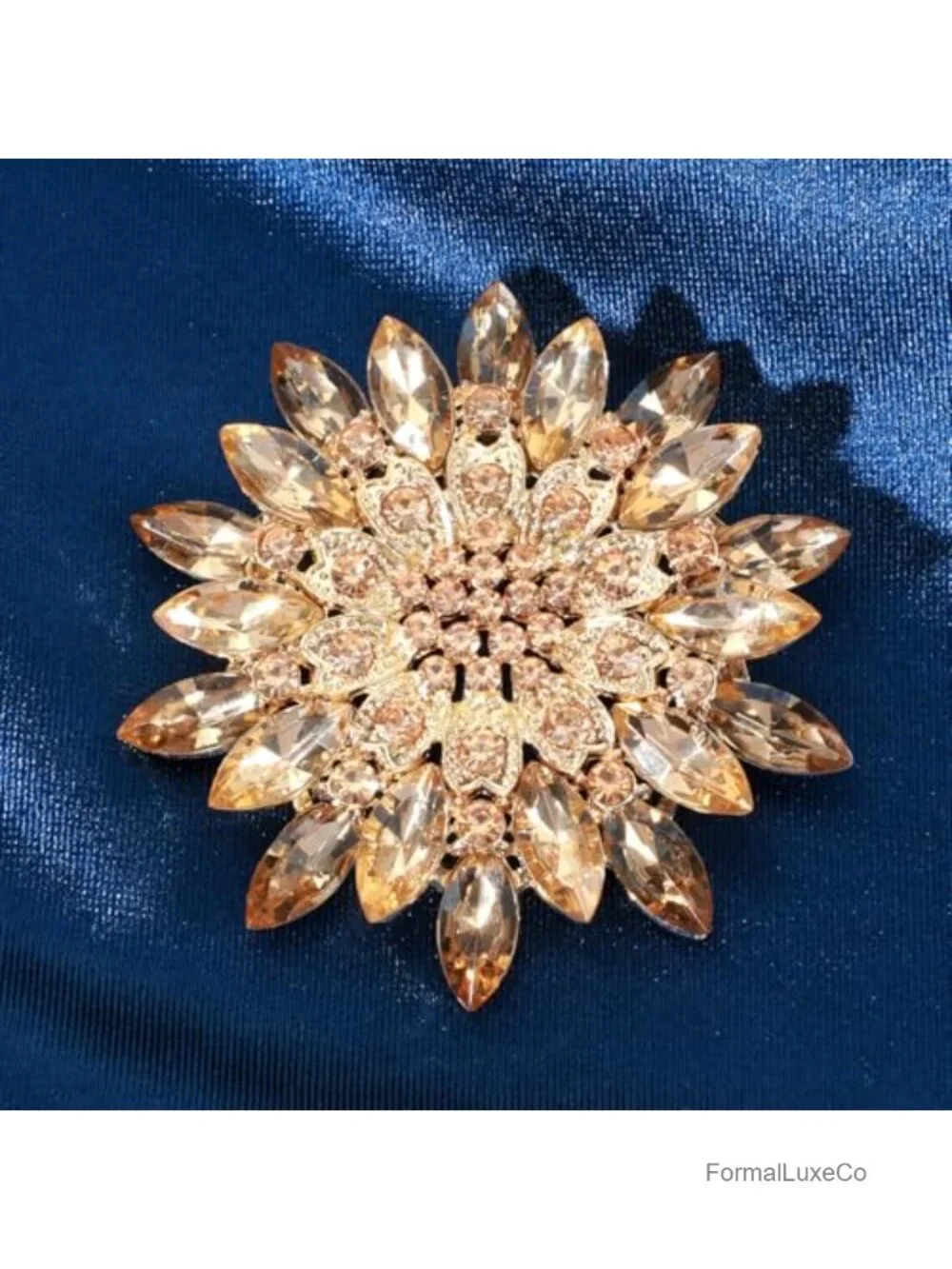 Rhinestone Flower Brooch Pin 2.55